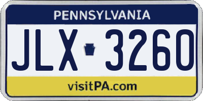 PA license plate JLX3260