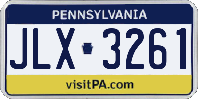 PA license plate JLX3261