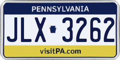 PA license plate JLX3262