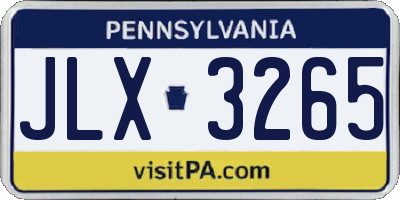 PA license plate JLX3265