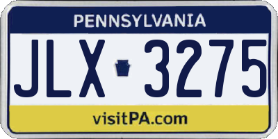 PA license plate JLX3275