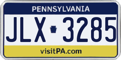 PA license plate JLX3285