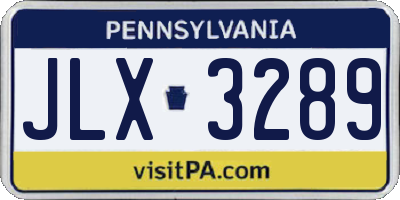 PA license plate JLX3289