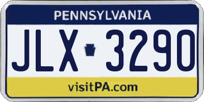 PA license plate JLX3290
