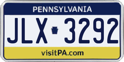 PA license plate JLX3292