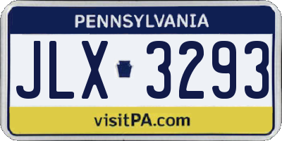 PA license plate JLX3293