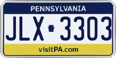 PA license plate JLX3303