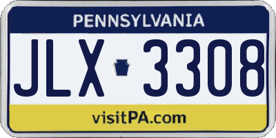 PA license plate JLX3308