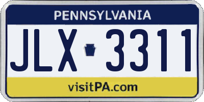 PA license plate JLX3311