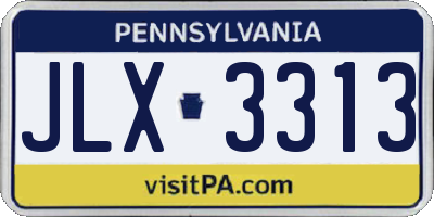 PA license plate JLX3313