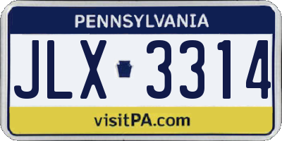 PA license plate JLX3314