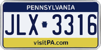 PA license plate JLX3316