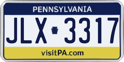 PA license plate JLX3317