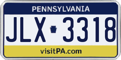 PA license plate JLX3318
