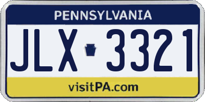 PA license plate JLX3321
