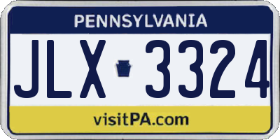 PA license plate JLX3324