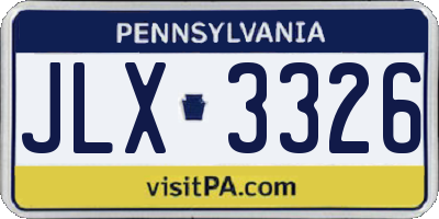 PA license plate JLX3326