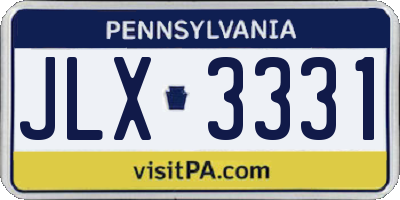 PA license plate JLX3331