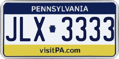 PA license plate JLX3333