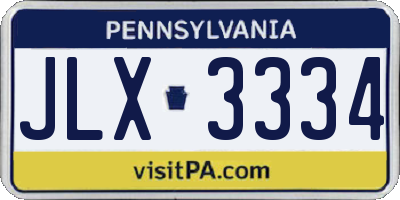 PA license plate JLX3334
