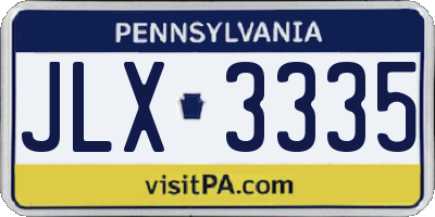 PA license plate JLX3335
