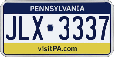 PA license plate JLX3337