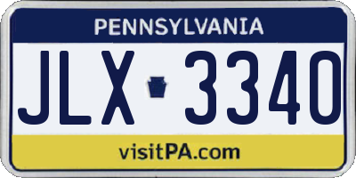 PA license plate JLX3340