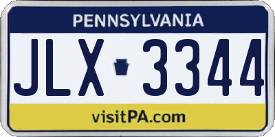 PA license plate JLX3344