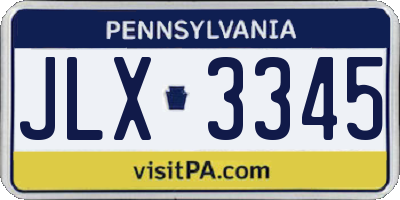 PA license plate JLX3345