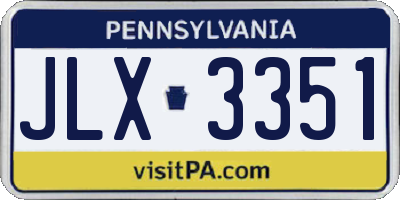 PA license plate JLX3351