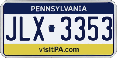 PA license plate JLX3353