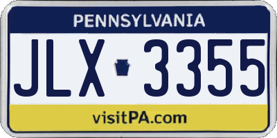 PA license plate JLX3355