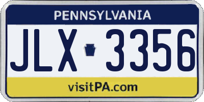PA license plate JLX3356