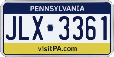 PA license plate JLX3361