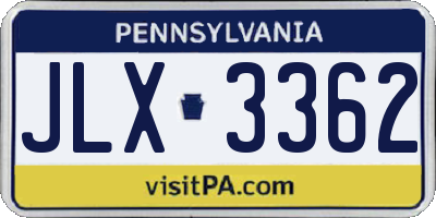 PA license plate JLX3362
