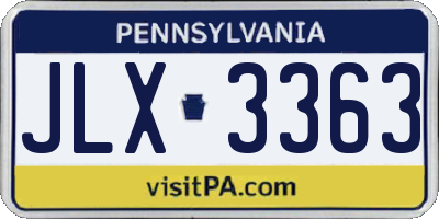 PA license plate JLX3363