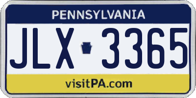 PA license plate JLX3365