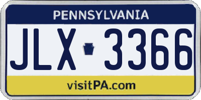 PA license plate JLX3366