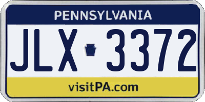 PA license plate JLX3372