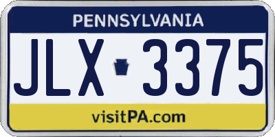 PA license plate JLX3375