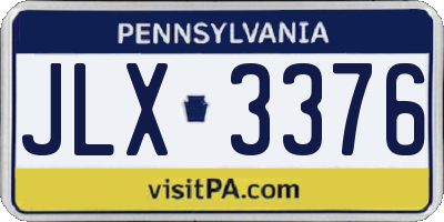 PA license plate JLX3376