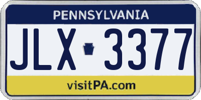 PA license plate JLX3377
