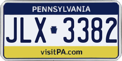 PA license plate JLX3382