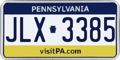 PA license plate JLX3385
