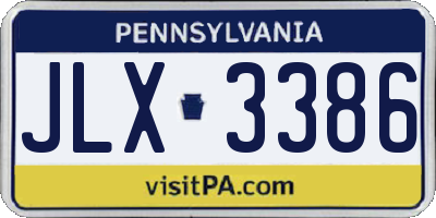 PA license plate JLX3386