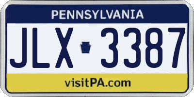 PA license plate JLX3387