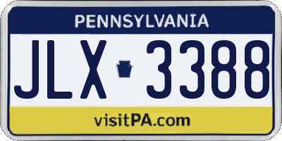 PA license plate JLX3388