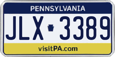 PA license plate JLX3389