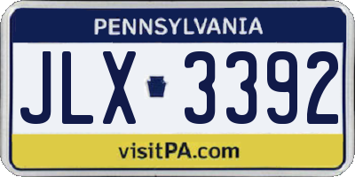 PA license plate JLX3392