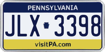 PA license plate JLX3398